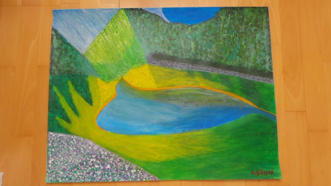 Lac au parc de la Gaudinière - 50 x 65 cm