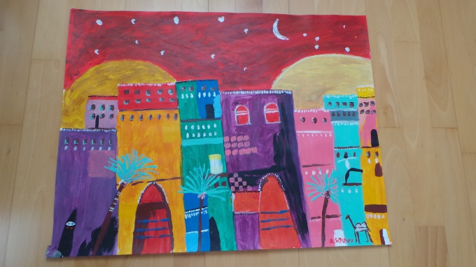 Maisons du Maghreb, inspirées d'un autre tableau - 50 x 65 cm
